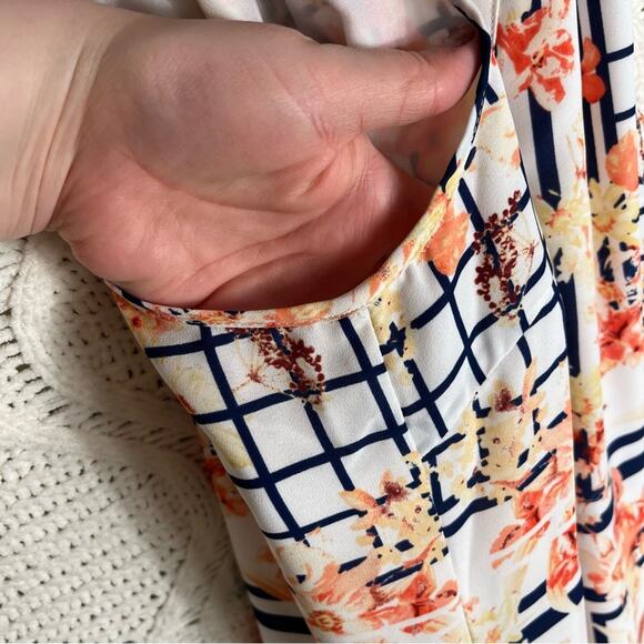 SKIES ARE BLUE | Floral Sleeveless Chiffon Dress White M - Picture 4 of 7